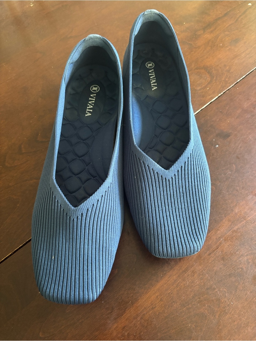 VIVAIA Women’s Blue Knit Slip-On Flats — Comfortable Everyday Loafers